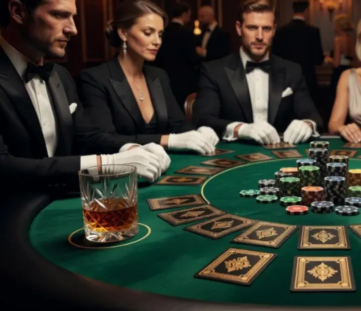 Stylowy stół do gry z symbolicznymi żetonami podczas eleganckiego eventu