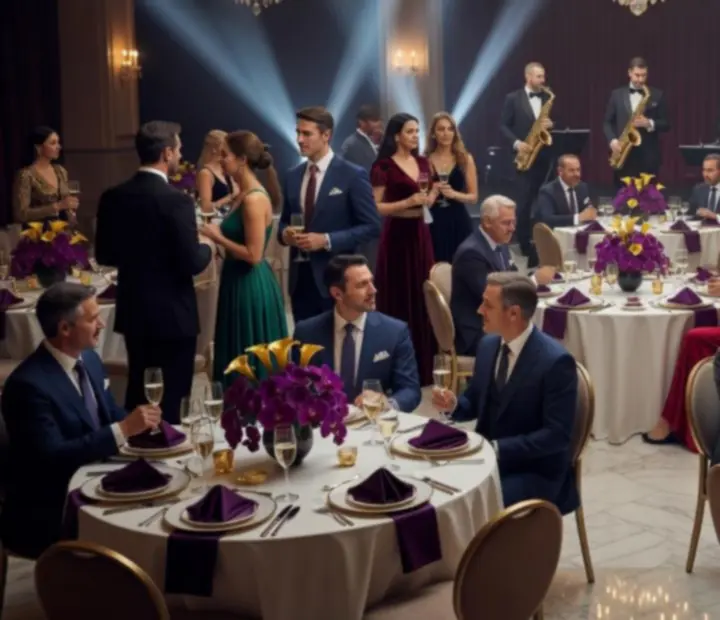 Elegancka sala bankietowa z gośćmi podczas luksusowego wydarzenia