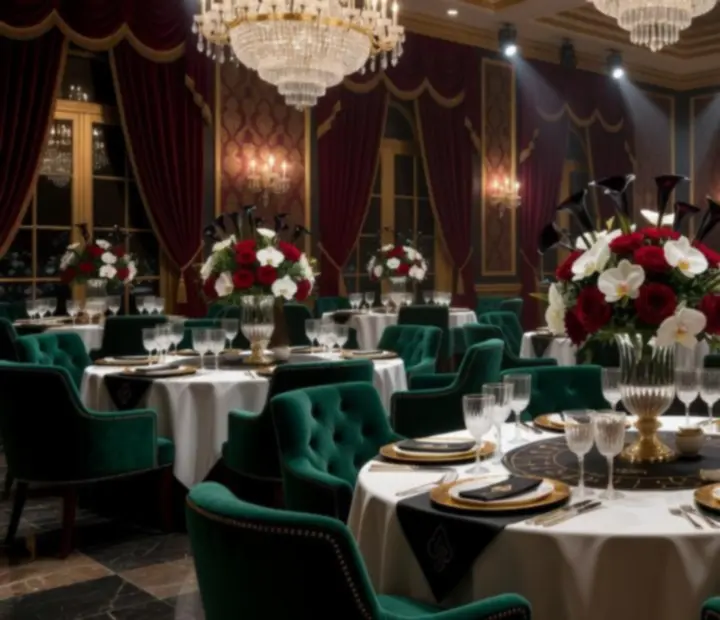 Luksusowa dekoracja i oświetlenie podczas eleganckiego eventu