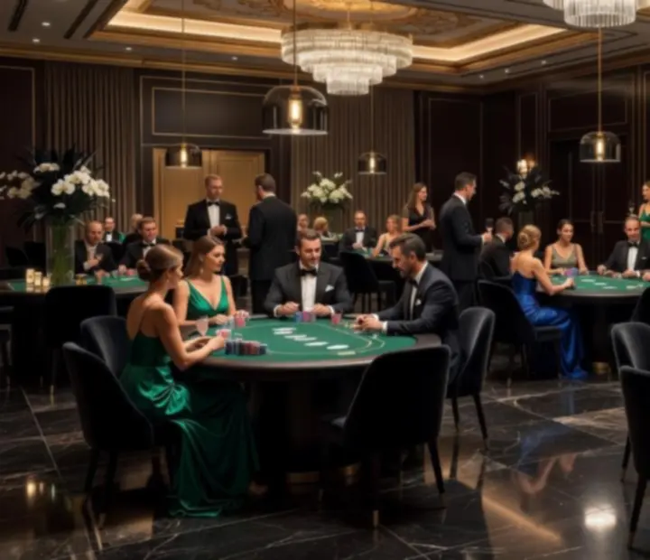 Luksusowy hotel z elegancką salą przygotowaną na wieczór pokerowy