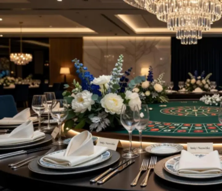 Luksusowa oprawa stołów i dekoracji podczas eleganckiego eventu