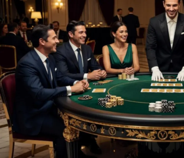 Ekskluzywny stół pokerowy z symbolicznymi żetonami